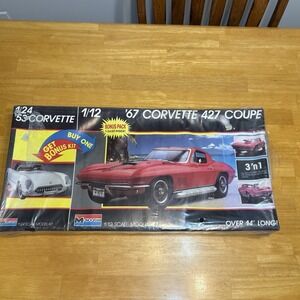 Monogram Car 2 Model Kits 67 Corvette 427 Coupe 1/14 Scale & 53 Corvette 1/24